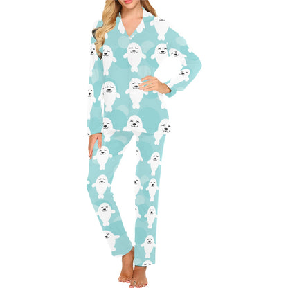 Sea Lion Baby Pattern Print Design 01 Women's Long Pajama Set