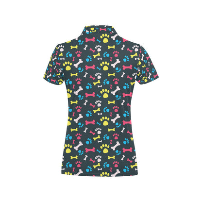 Paw Design Print Women's Polo Shirt