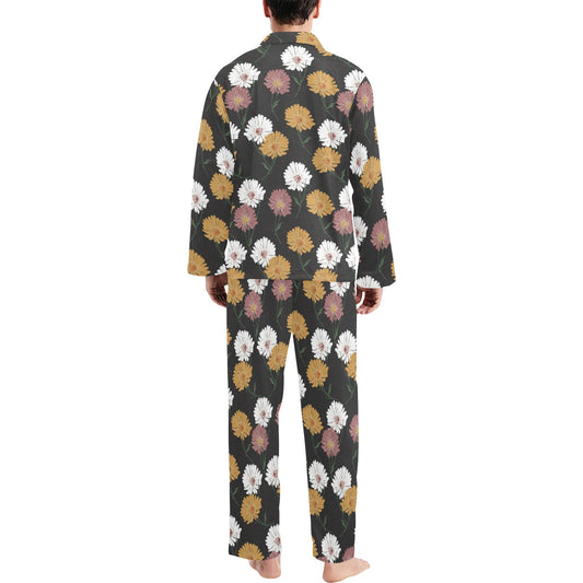 Daisy Pattern Print Design DS04 Men's Long Pajama Set