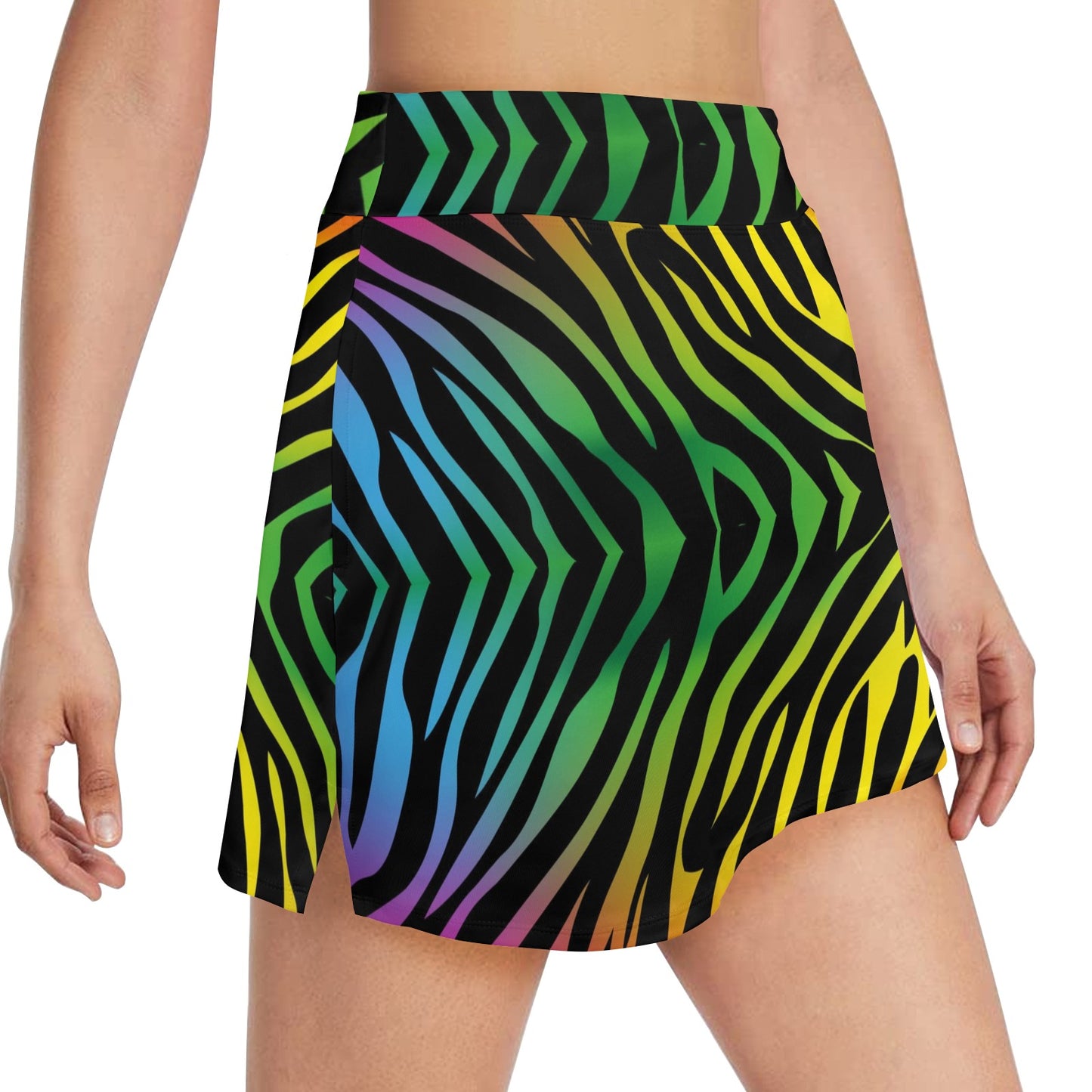 Rainbow Zebra Themed Print 17" Golf & Pickleball Skort with Pockets