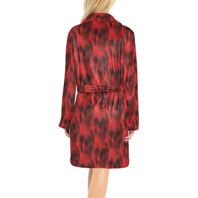 Skull Red Print Design LKS306 Women's Fleece Robe