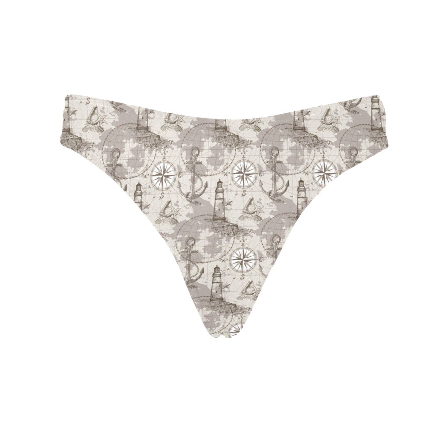 Nautical Map Design Themed Print Women's Thongs