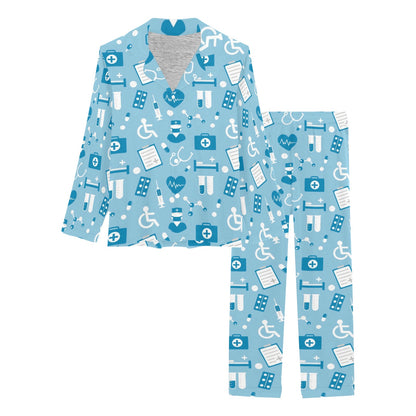 Medical Pattern Print Design 05 Women's Long Pajama Set