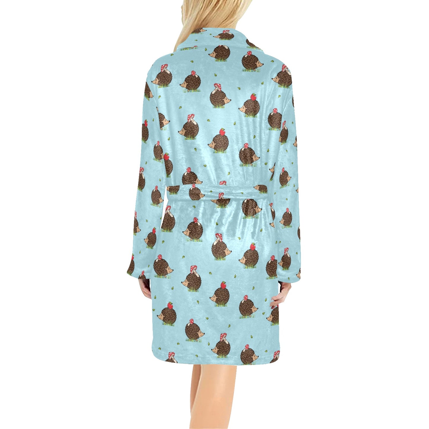 Hedgehog Print Design LKS402 Women's Fleece Robe