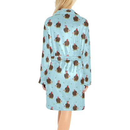 Hedgehog Print Design LKS402 Women's Fleece Robe