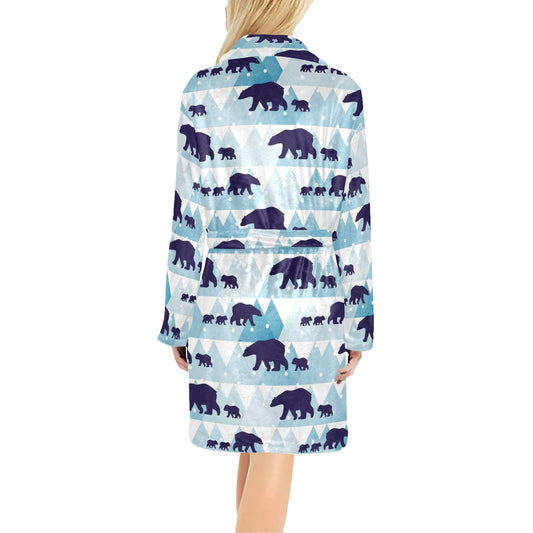 Bear Pattern Print Design BE01 Women's Fleece Robe
