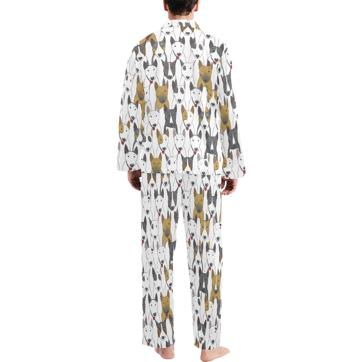 Bull Terriers Pattern Print Design 03 Men's Long Pajama Set