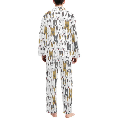 Bull Terriers Pattern Print Design 03 Men's Long Pajama Set