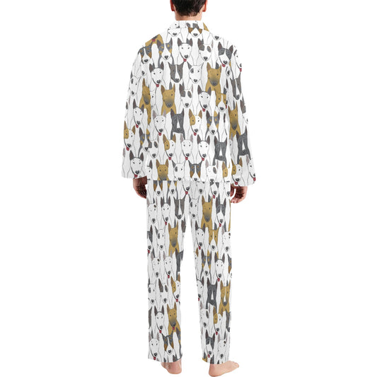 Bull Terriers Pattern Print Design 03 Men's Long Pajama Set