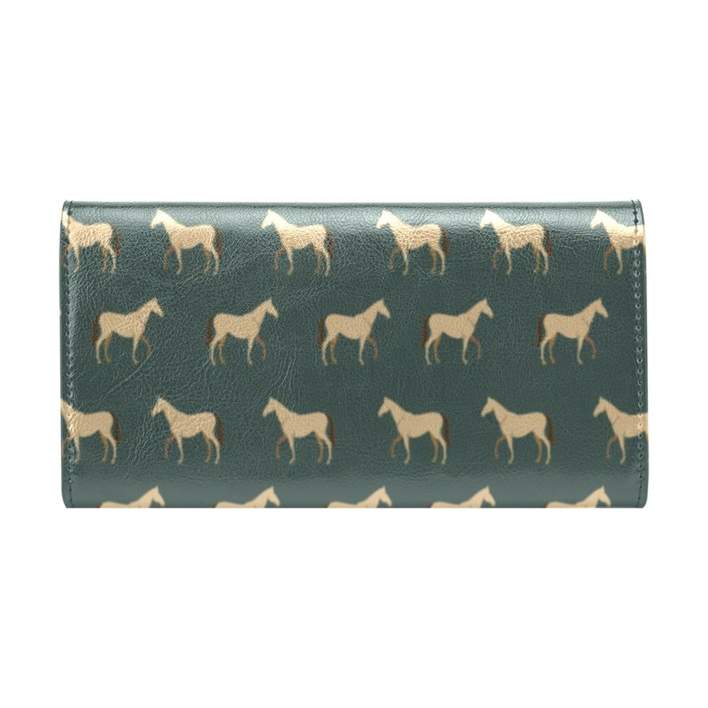 Horse Classic Themed Pattern Print Women's Trifold Wallet