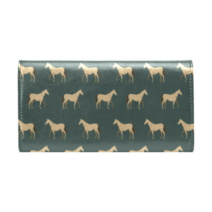 Horse Classic Themed Pattern Print Women's Trifold Wallet