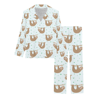 Sloth Print Design LKS308 Women's Long Pajama Set