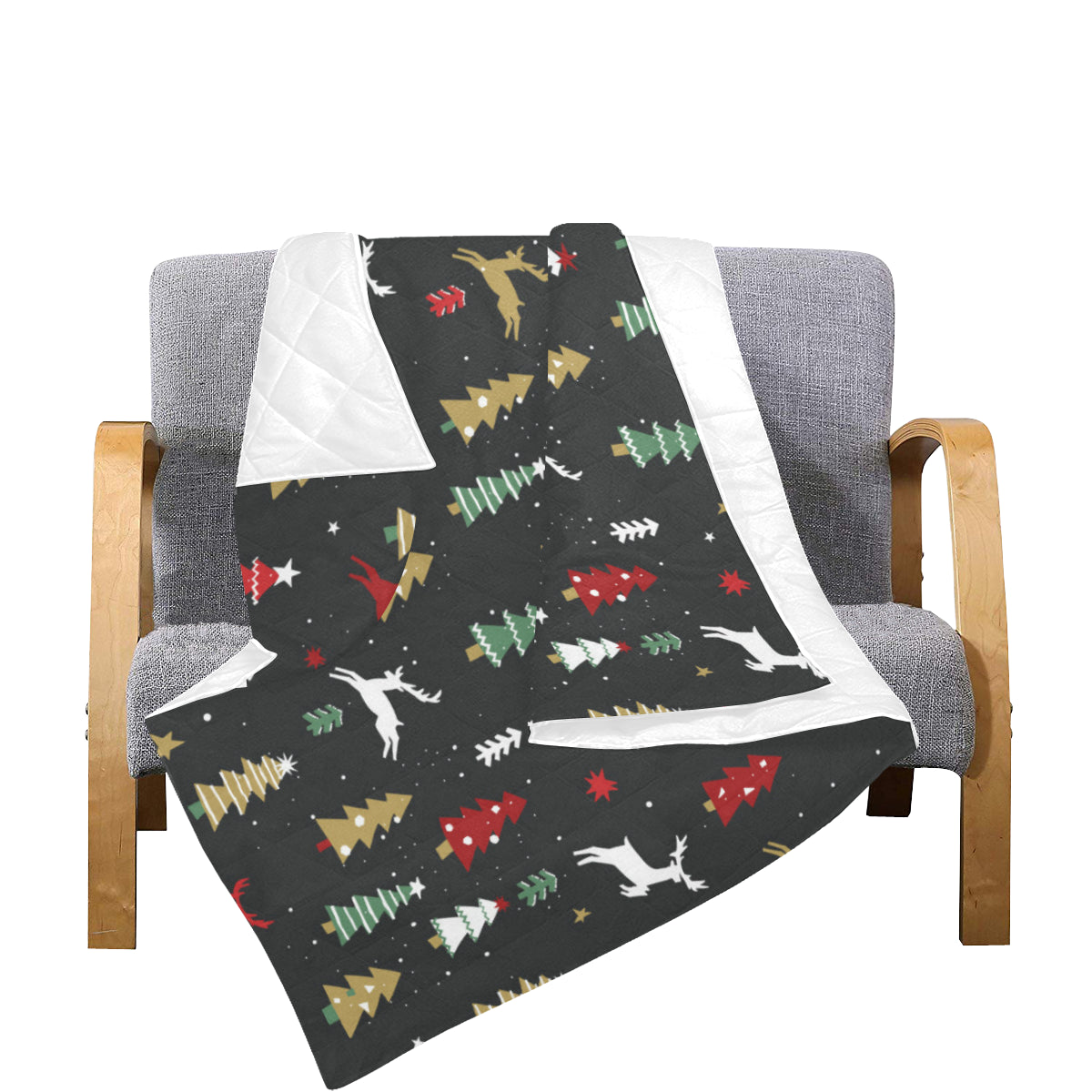 Christmas Tree Deer Style Pattern Print Design 03 Premium Quilt