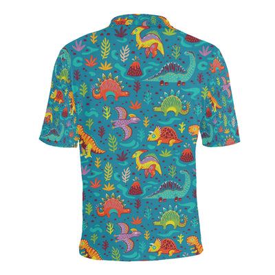 Dinosaur Cartoon Style Men Polo Shirt