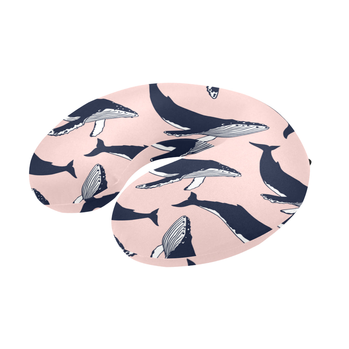 Humpback Whale Pattern Print Design 02 U-Shaped Travel Neck Pillow