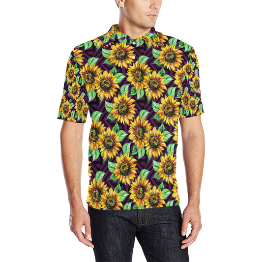Sunflower Pattern Print Design SF012 Men Polo Shirt
