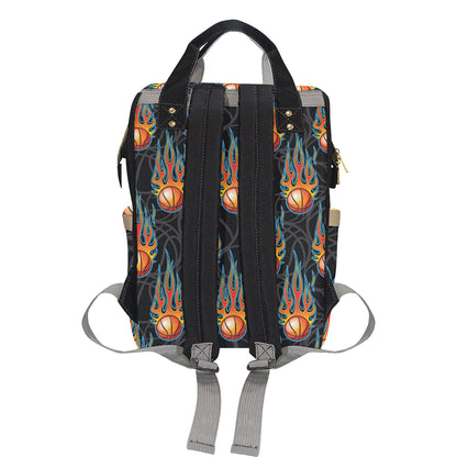 Basketball Fire Print Pattern Diaper Bag Backpack