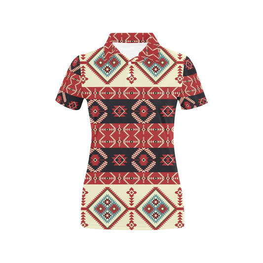 Navajo Pattern Print Design A05 Women's Polo Shirt