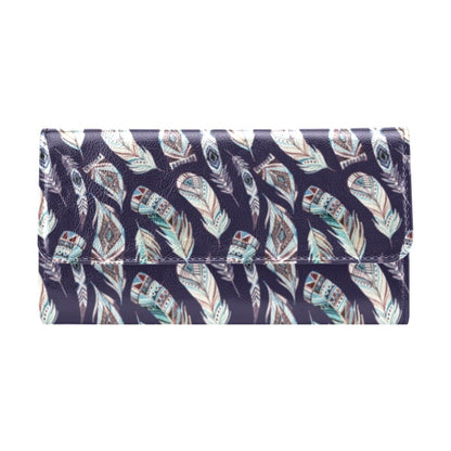 Feather Vintage Boho Design Print Women's Trifold Wallet