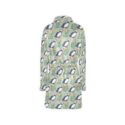 Puffin Pattern Print Design A04 Women's Fleece Robe