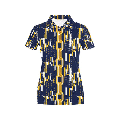 Cryptocurrency Chain Pattern Print Design 03 Women's Polo Shirt