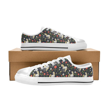 Unicorn Print Design LKS301 Women's White Low Top Shoes