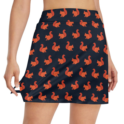 Squirrel Print Design LKS306 17" Golf & Pickleball Skort with Pockets