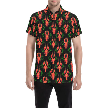 Lobster Print Design LKS403 Men Short Sleeve Button Up Shirt