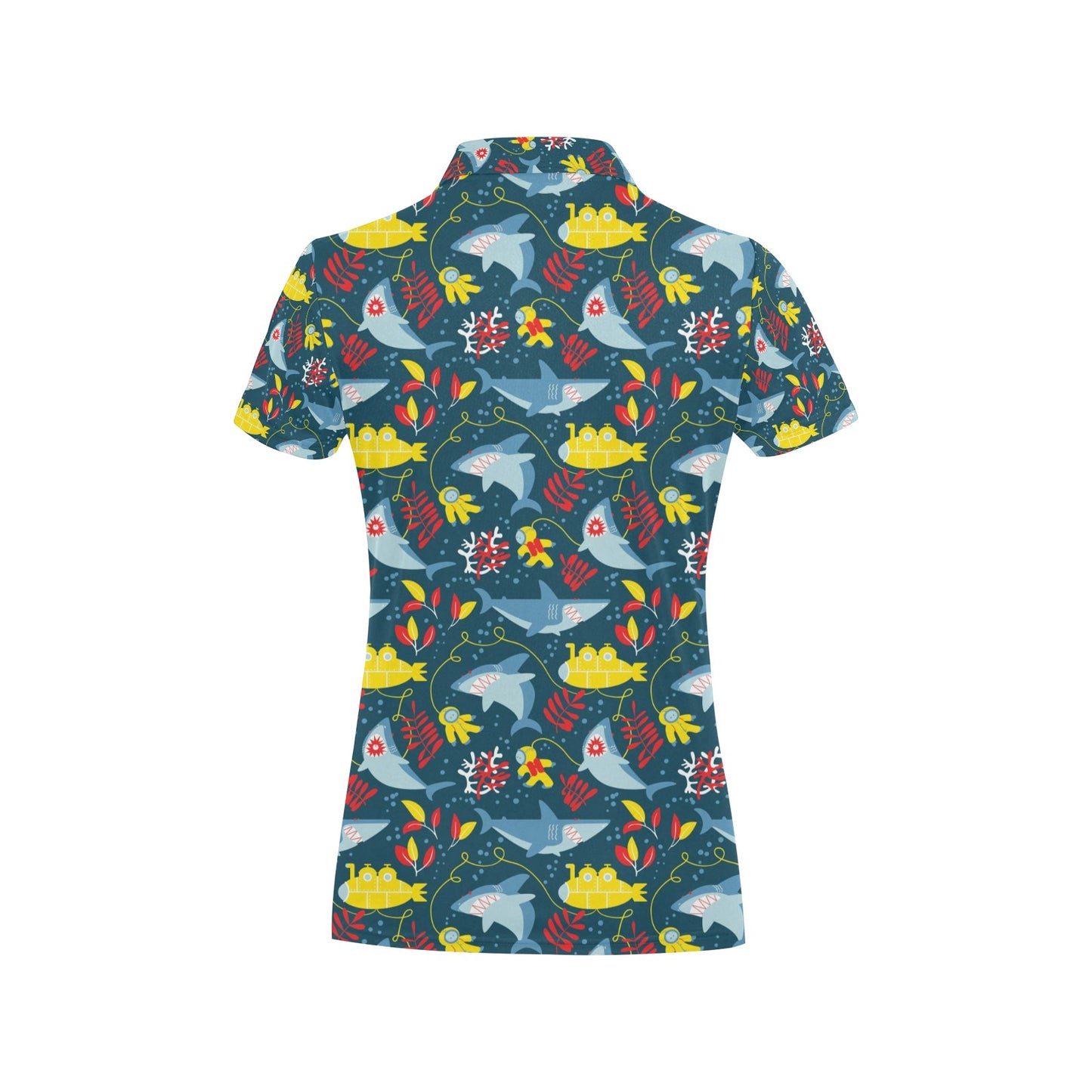 Scuba With Sharks Print Design LKS303 Women's Polo Shirt