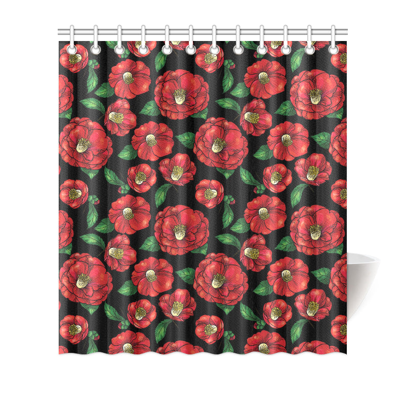 Camellia Pattern Print Design CM07 Shower Curtain