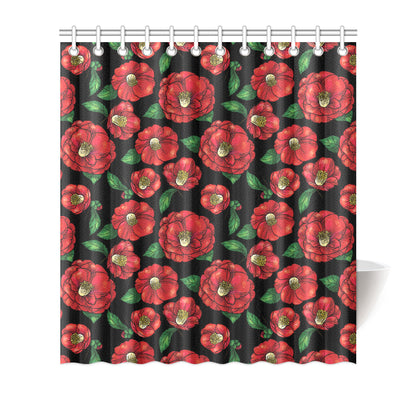 Camellia Pattern Print Design CM07 Shower Curtain