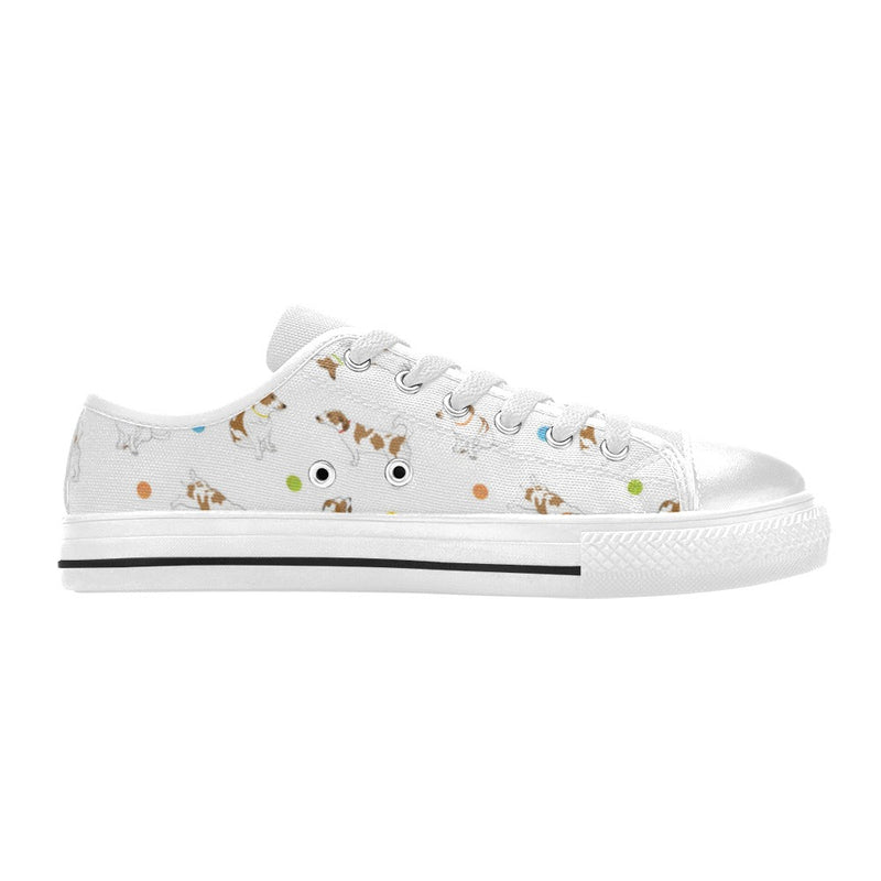 Russell Terriers With Balls Print Design LKS307 Women's White Low Top Shoes