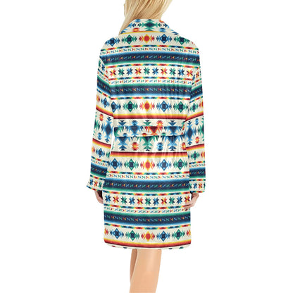 Aztec Pattern Print Design 02 Women's Fleece Robe