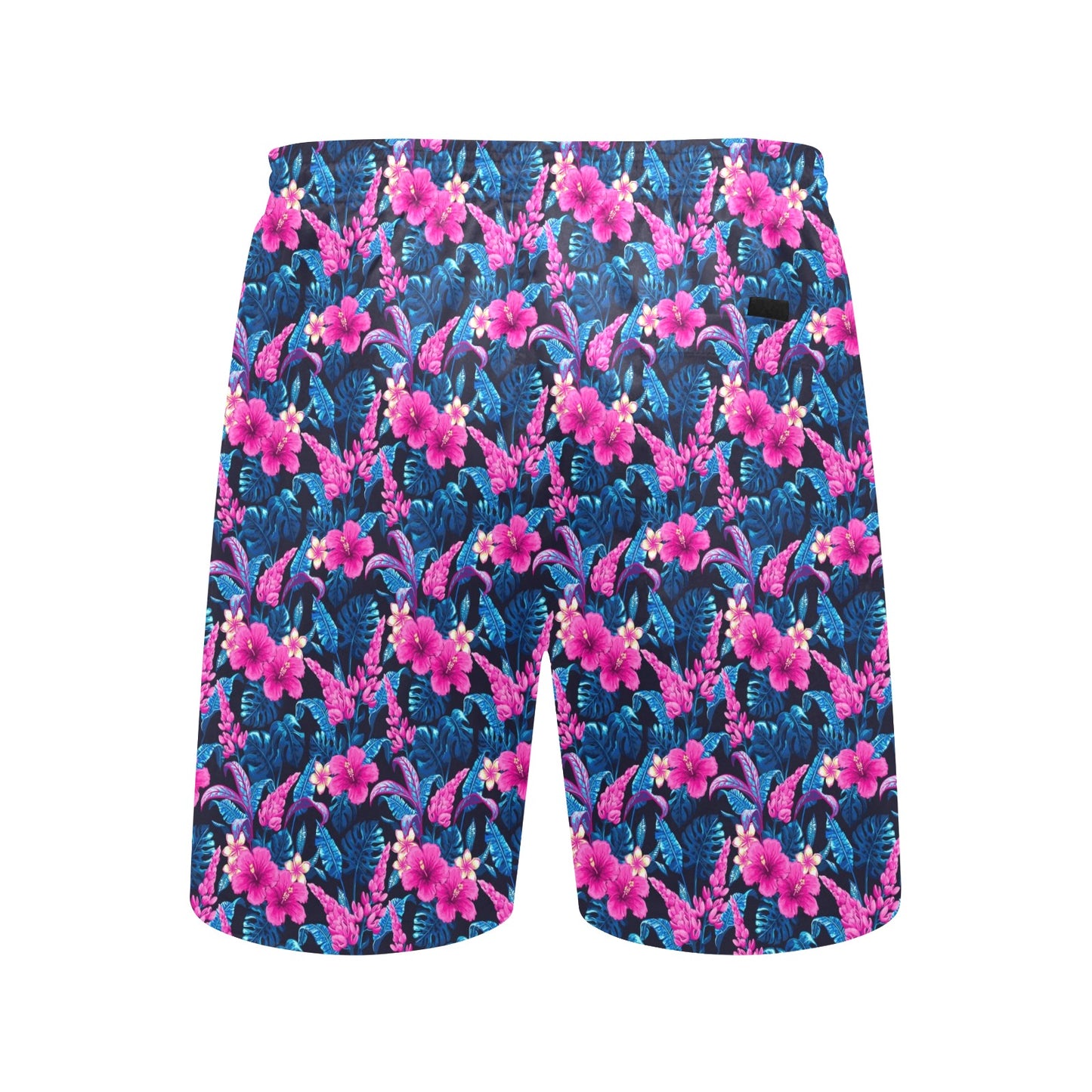 Tropical Folower Pink Themed Print Men's Swim Trunks Beach Shorts