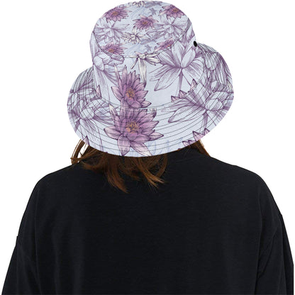 Water Lily Pattern Print Design WL01 Unisex Bucket Hat
