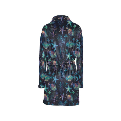 Starfish Pattern Print Design 01 Women's Fleece Robe