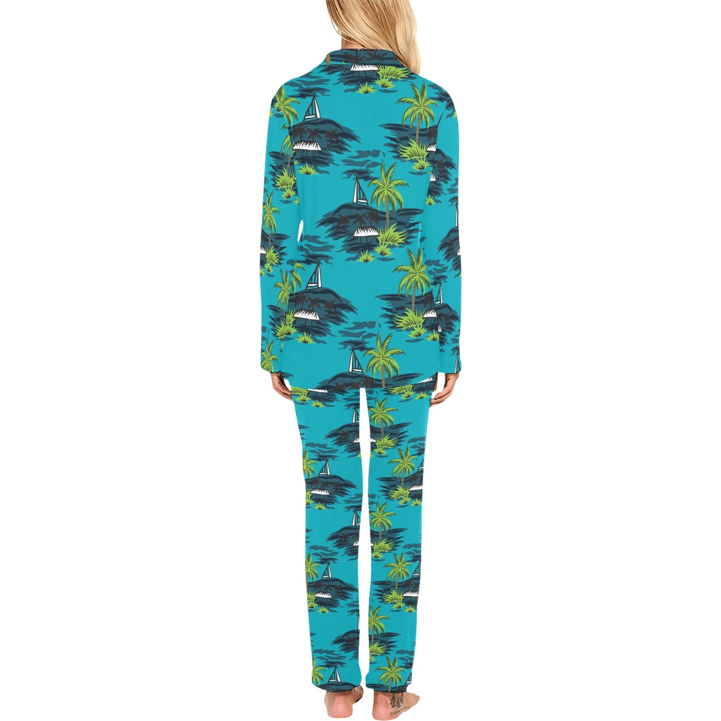 Pacific island Pattern Print Design A01 Women's Long Pajama Set