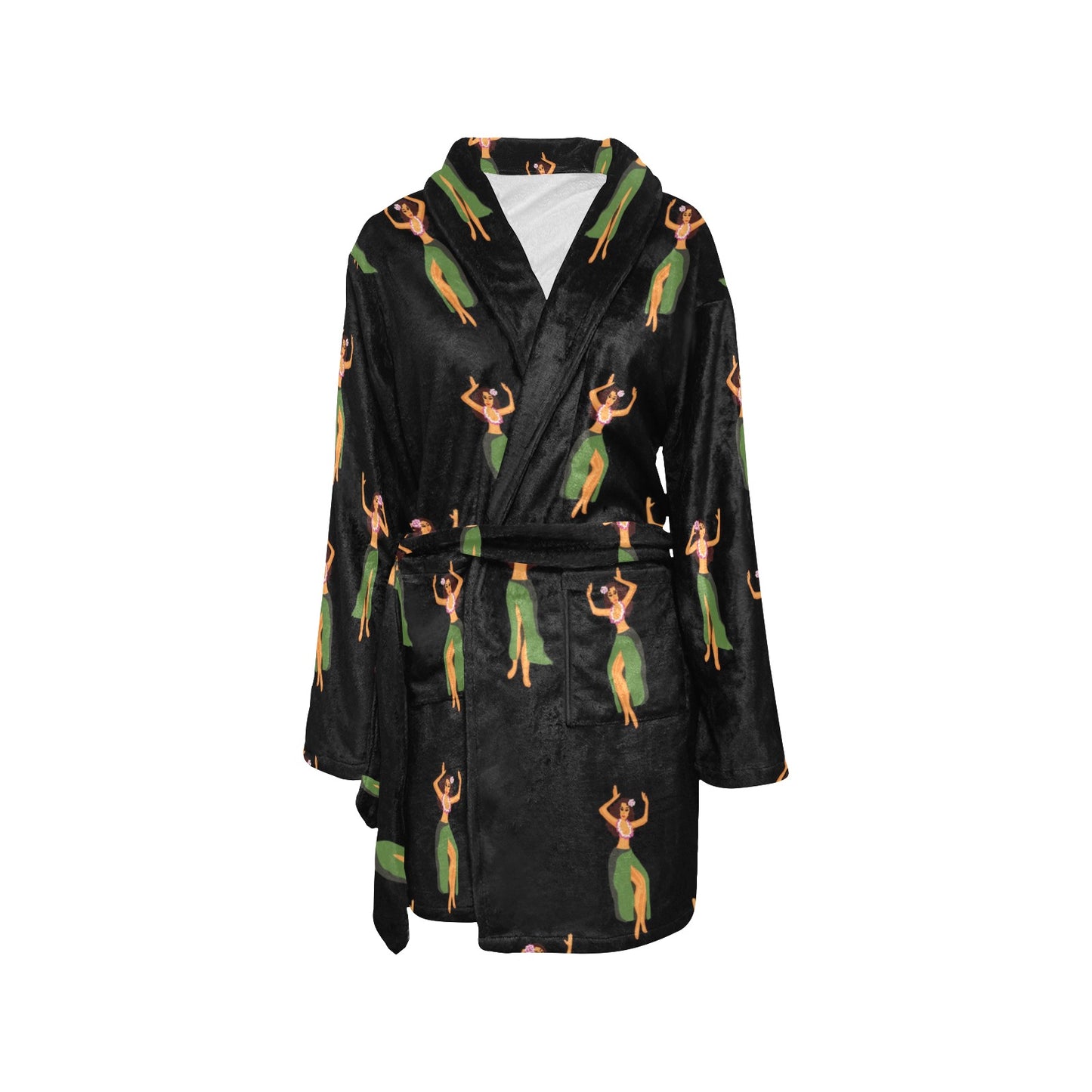Hula Dancers Girl Pattern Print Design 01 Women's Fleece Robe