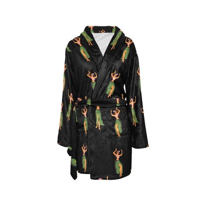 Hula Dancers Girl Pattern Print Design 01 Women's Fleece Robe