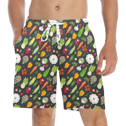 Vegan Pattern Themed Design Print Men's Swim Trunks Beach Shorts