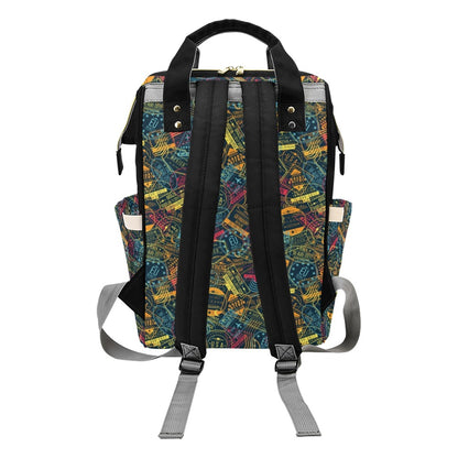 Travel Stamp Colorful Print Design LKS304 Diaper Bag Backpack