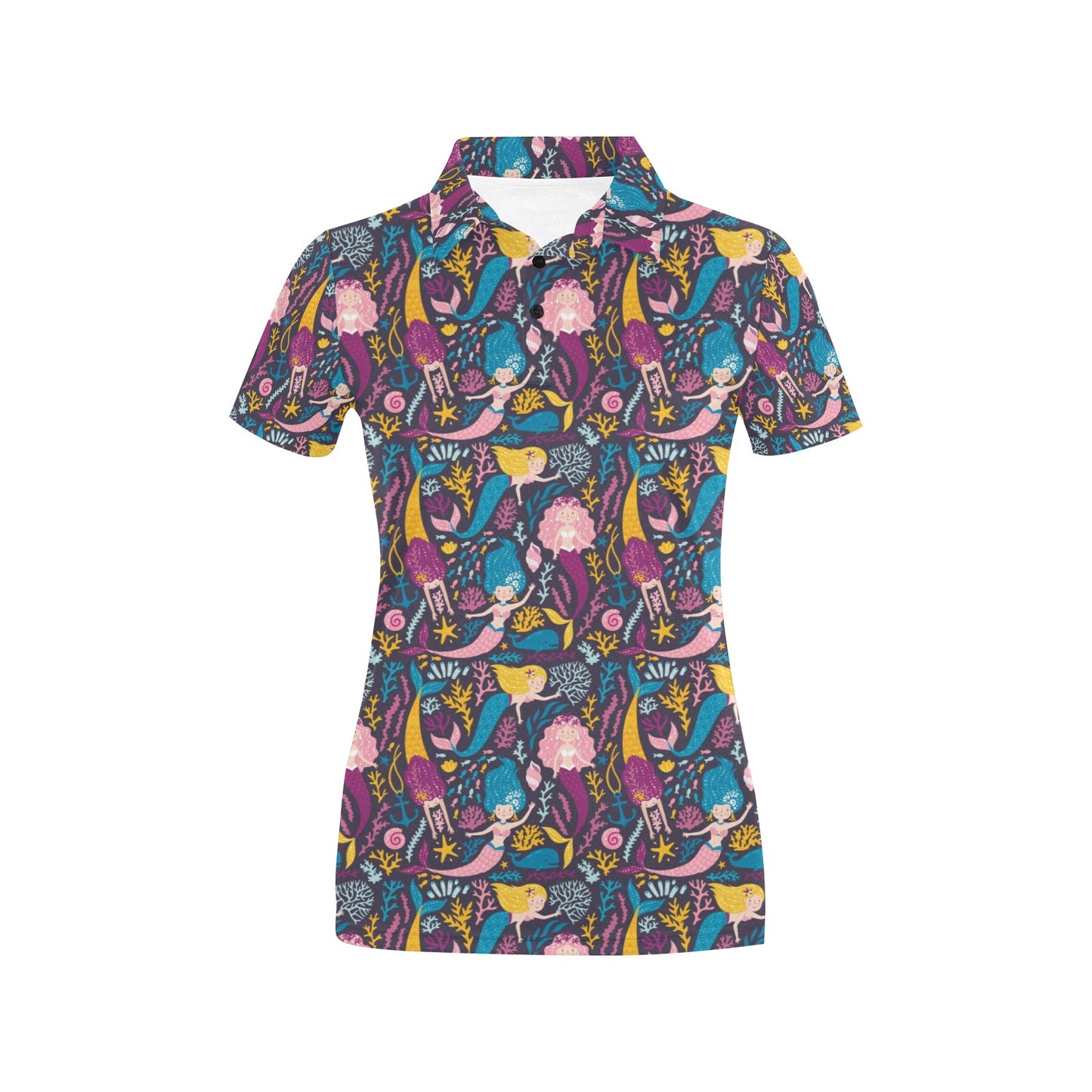 Mermaid Pattern Print Design 08 Women's Polo Shirt
