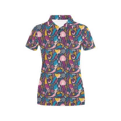 Mermaid Pattern Print Design 08 Women's Polo Shirt
