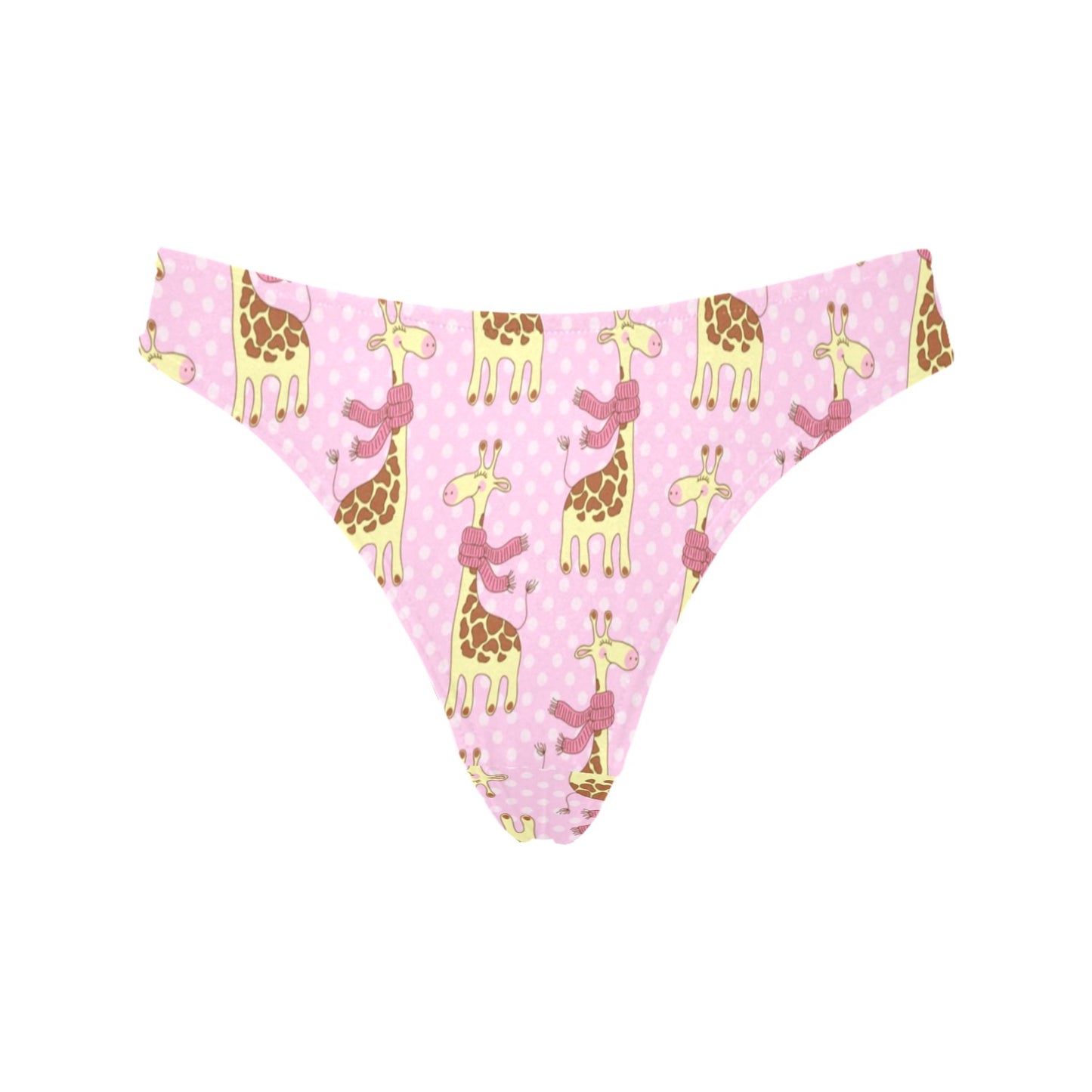 Giraffe Cute Pink Polka Dot Print Women's Thongs