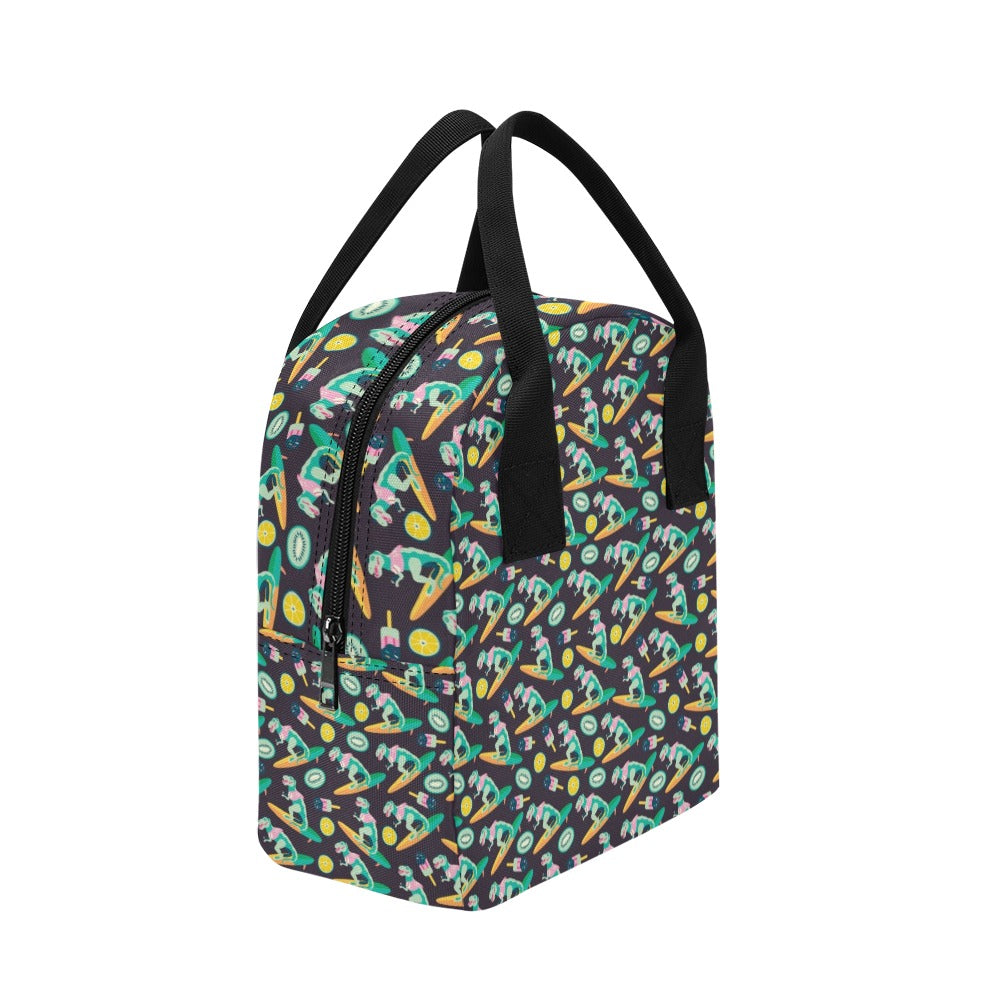 Surfboard T Rex Print Design LKS301 Insulated Lunch Bag