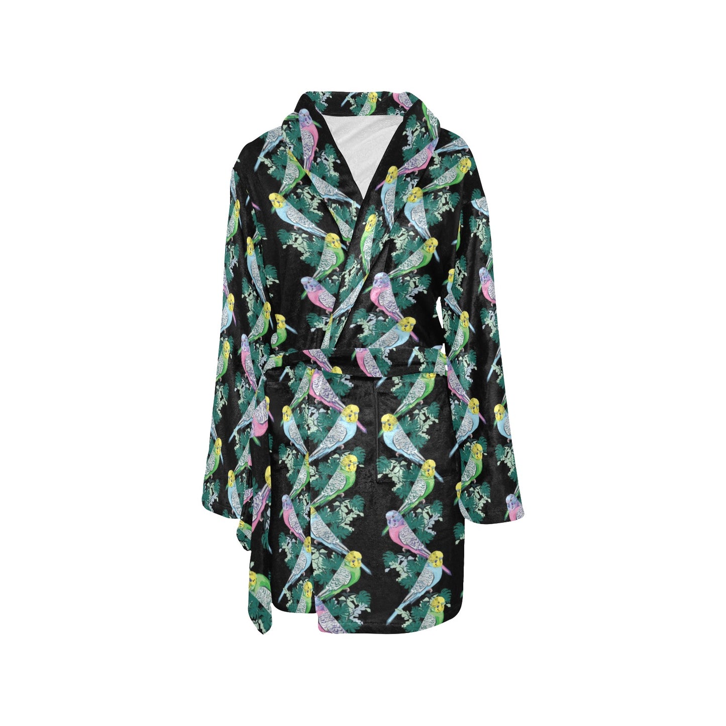 Budgerigar Pattern Print Design 03 Women's Fleece Robe