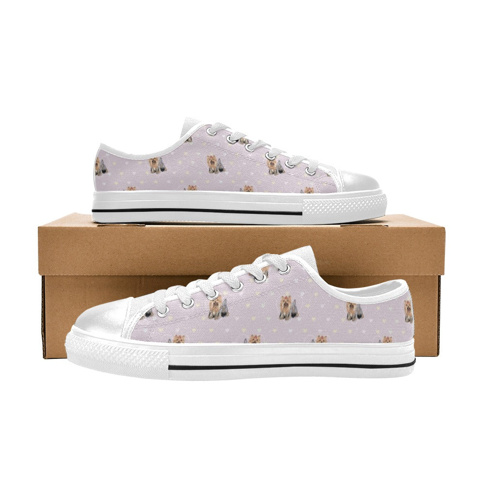 Yorkshire Terriers Print Design LKS302 Women's White Low Top Shoes