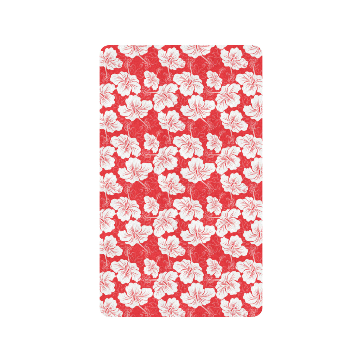 Flower Hawaiian Hibiscus Red Background Print Rubber Doormat