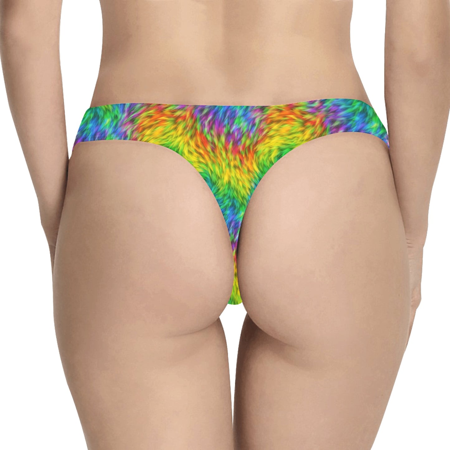 Rainbow Fur Design Print Women's Thongs