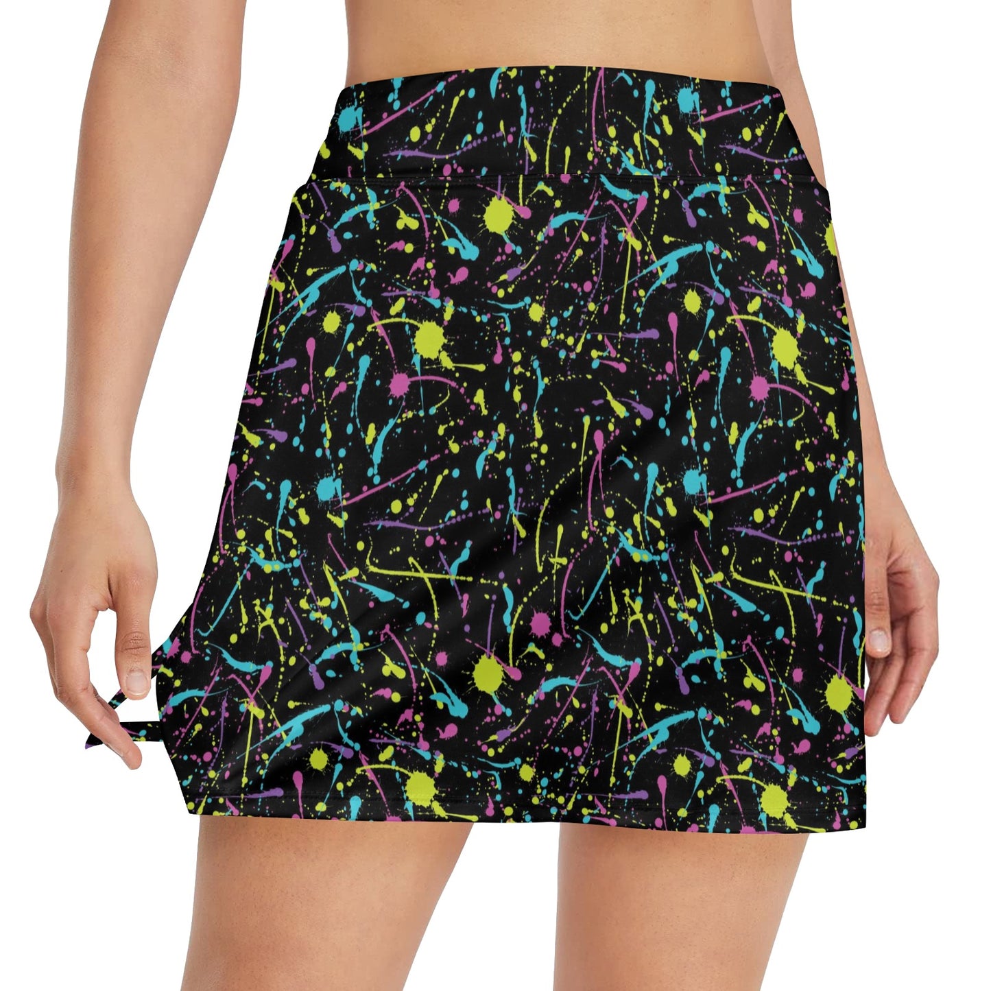 Splatter Multicolor Print Design LKS302 17" Golf & Pickleball Skort with Pockets